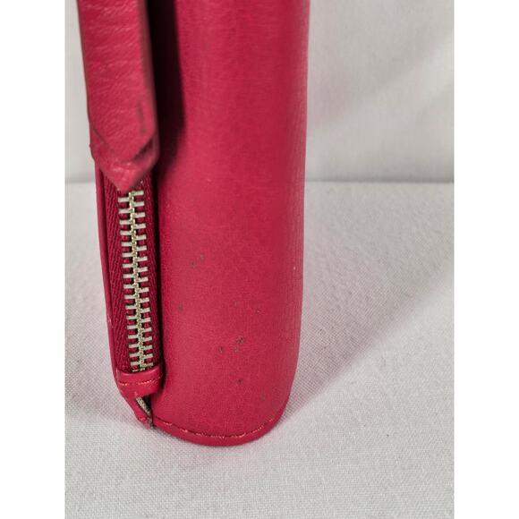 FOSSIL Women's Trifold Wallet - Vibrant Pink with Metal Plate - Picture 5 of 12